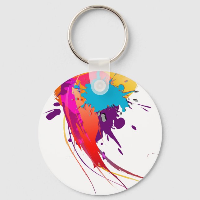 Abstract Exotic Butterfly Paint Splatters Keychain (Front)