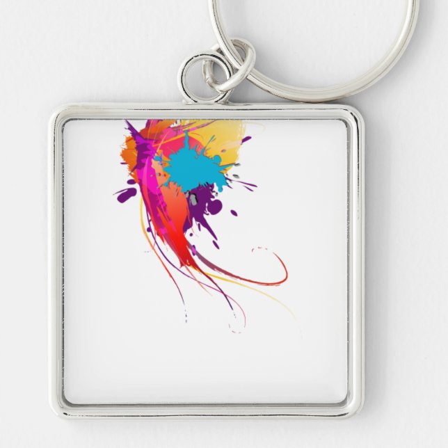 Abstract Exotic Butterfly Paint Splatters Keychain (Front)
