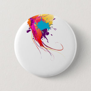 Abstract Exotic Butterfly Paint Splatters Pinback Button