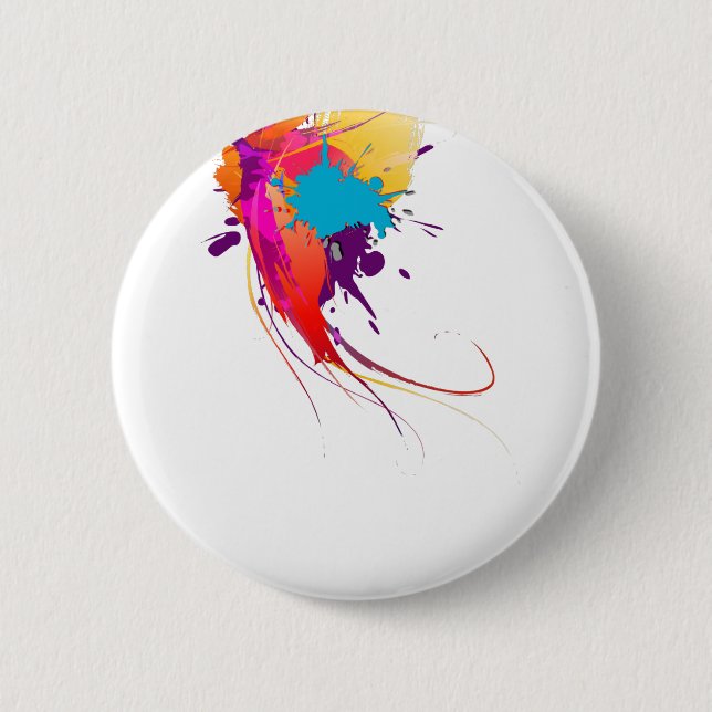 Abstract Exotic Butterfly Paint Splatters Pinback Button (Front)