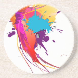 Abstract Exotic Butterfly Paint Splatters Sandstone Coaster