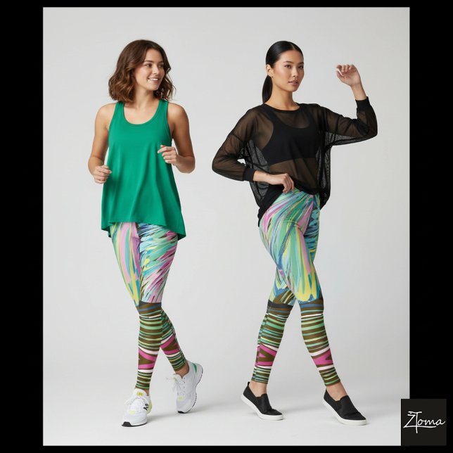 Abstract Explosion Mirrored Stripe Brown Backgroun Leggings (Creator Uploaded)