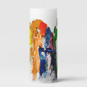 Abstract Expression of Human Figures in Motion Pillar Candle
