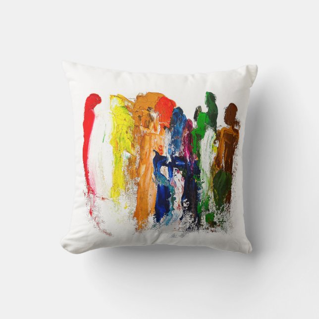 Abstract Expression of Human Figures in Motion Throw Pillow (Front)