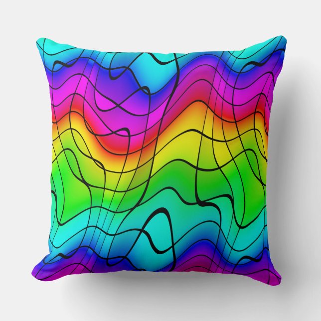 Abstract expression Rainbow Colors Unique Pattern Throw Pillow (Front)