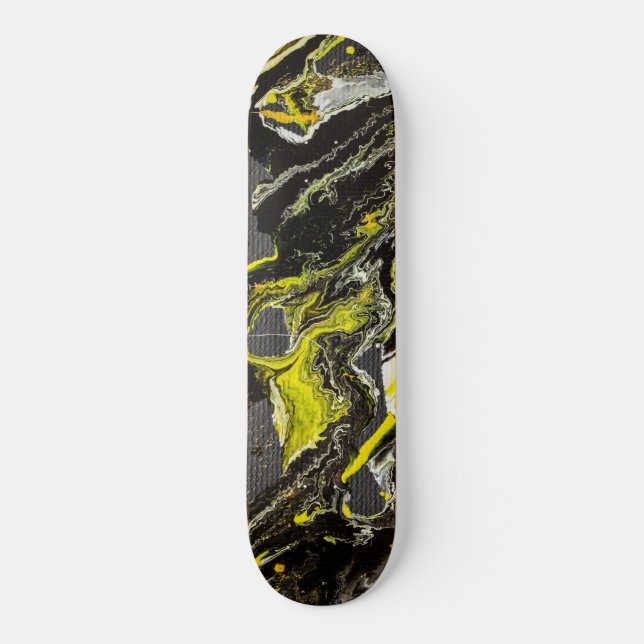 Abstract Expressionism Black & Yellow Skateboard (Front)