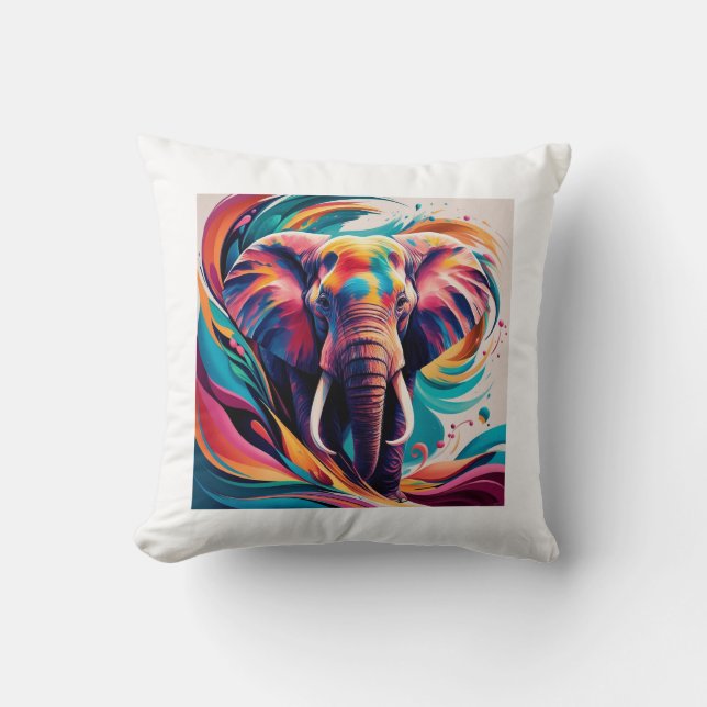 Abstract expressionism images of elephant Pillow  (Front)