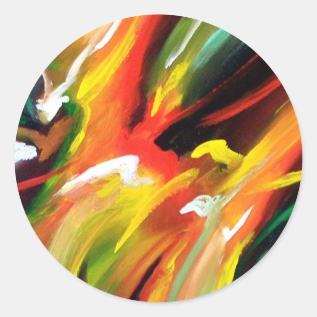 Abstract Expressionism Painting Classic Round Sticker (Front)