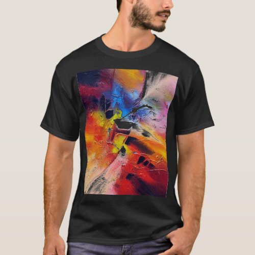 Abstract Expressionism Painting Mens Modern Black T_Shirt