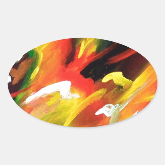 Abstract Expressionism Painting Oval Sticker (Front)