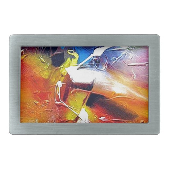 Abstract Expressionism Painting Rectangular Belt Buckle (Front)