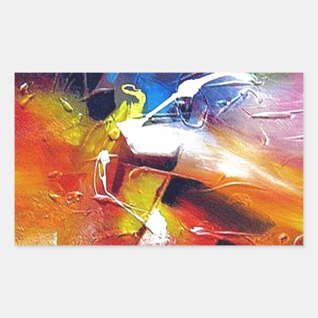 Abstract Expressionism Painting Rectangular Sticker (Front)