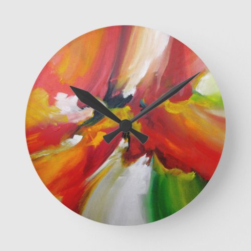 Abstract Expressionism Painting Round Clock