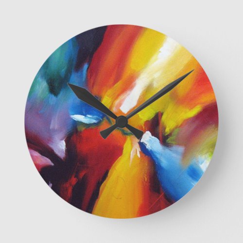 Abstract Expressionism Painting Round Clock