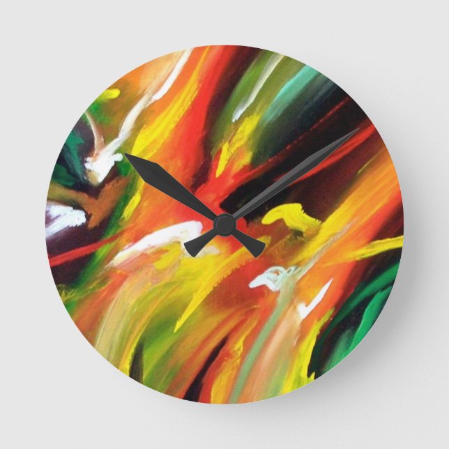 Abstract Expressionism Painting Round Clock (Front)