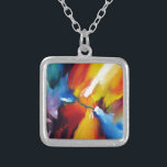 Abstract Expressionism Painting Silver Plated Necklace<br><div class="desc">Red Yellow Green Blue Abstract Expressionism Painting</div>