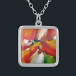 Abstract Expressionism Painting Silver Plated Necklace<br><div class="desc">Red Yellow Green Abstract Expressionism Painting</div>