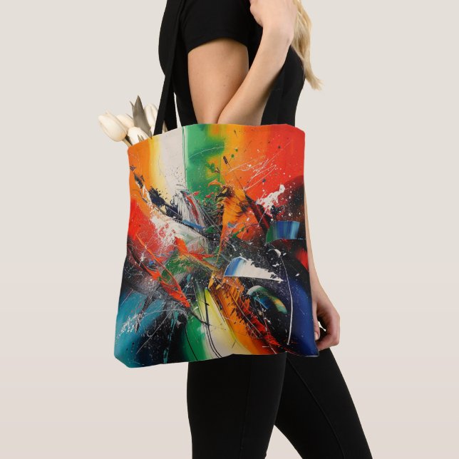 Abstract Expressionist Colorful Paint Art Tote Bag (Close Up)