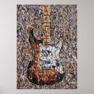Abstract Expressionist Electric Guitar Drip Art Poster