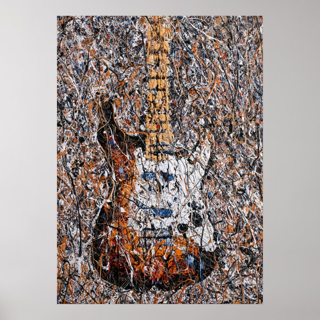 Abstract Expressionist Electric Guitar Drip Art Poster (Front)