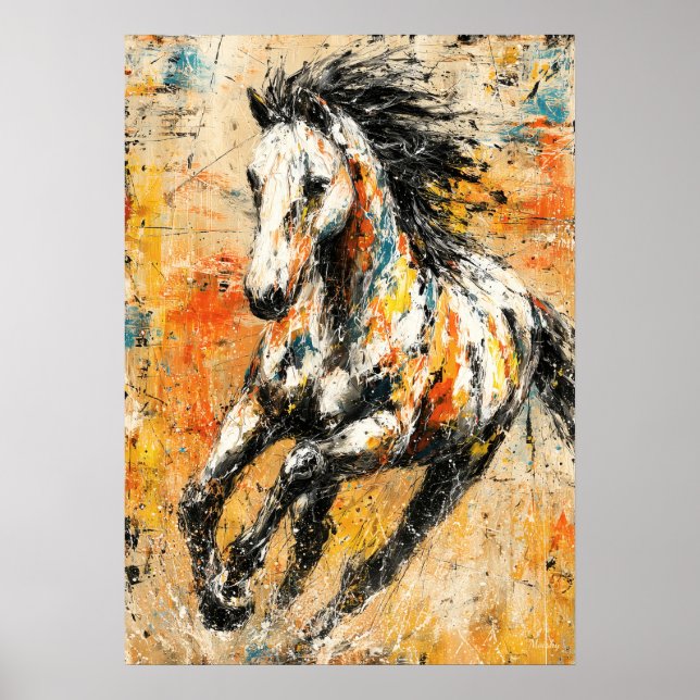 Abstract Expressionist Horse Painting Dynamic Poster (Front)