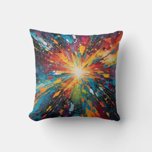 abstract expressionist kaleidoscope painting throw pillow