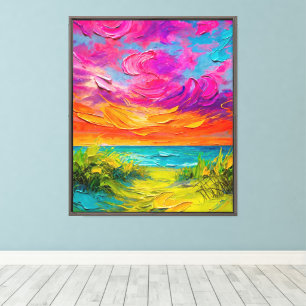 Abstract Expressionist Ocean Sunset Canvas  Print