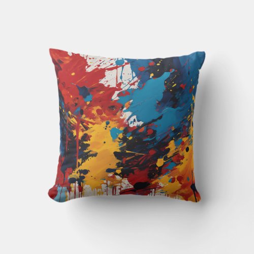Abstract expressionist painting throw pillow