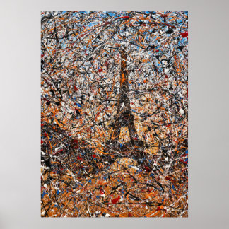 Abstract Expressionist Paris Eiffel Tower Drip Art Poster
