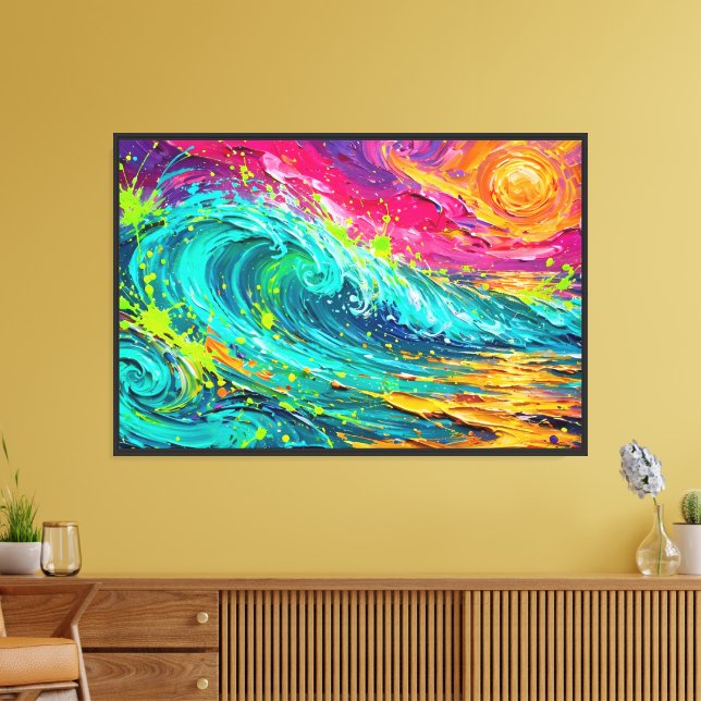Abstract Expressionist Sunset Seascape Canvas Print (Insitu(LivingRoom))