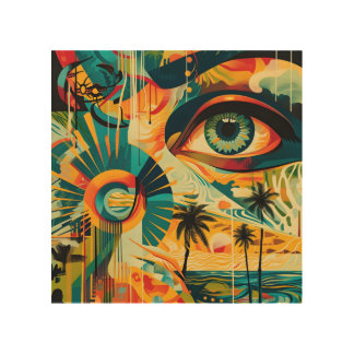 Abstract Eye and Nature Wood Wall Art