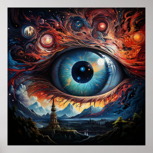 Abstract Eye Art Trippy Skyscape Poster