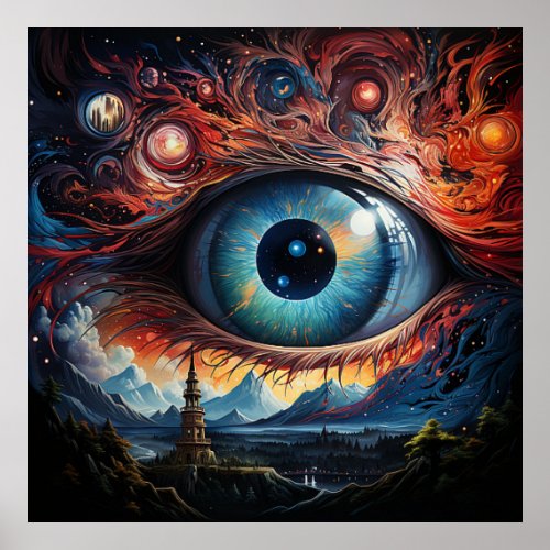 Abstract Eye Art Trippy Skyscape Poster