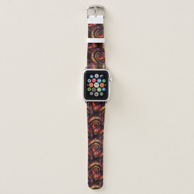 Abstract eyes in reds and purples apple watch band (Front)
