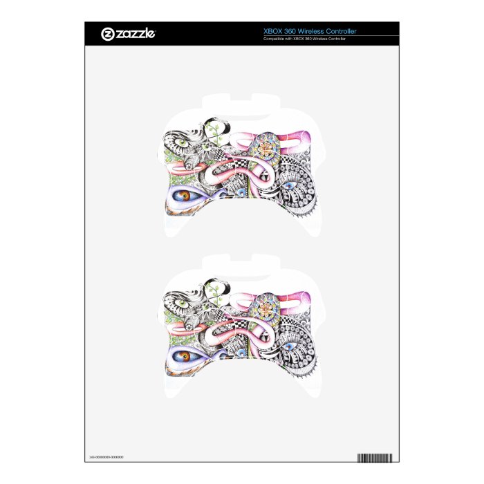 Abstract eyes pencil drawing xbox 360 controller skin