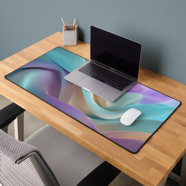 Abstract Fabric Texture in Pastel Tones Desk Mat (Office 2)