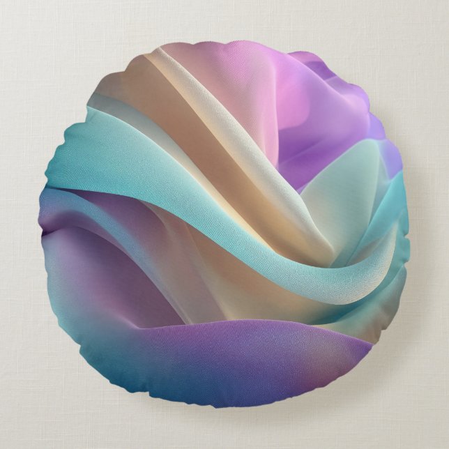 Abstract Fabric Texture in Pastel Tones Round Pillow (Front)