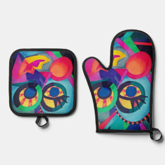 Abstract Face #2 Oven Mitt & Pot Holder Set
