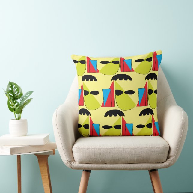 Abstract Face Abstract Art Throw Pillow (Chair)