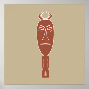 Abstract face African tribal indigenous art Poster