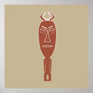 Abstract face African tribal indigenous art Poster