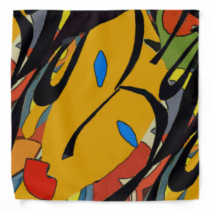 Abstract Face and Flowers Bandana