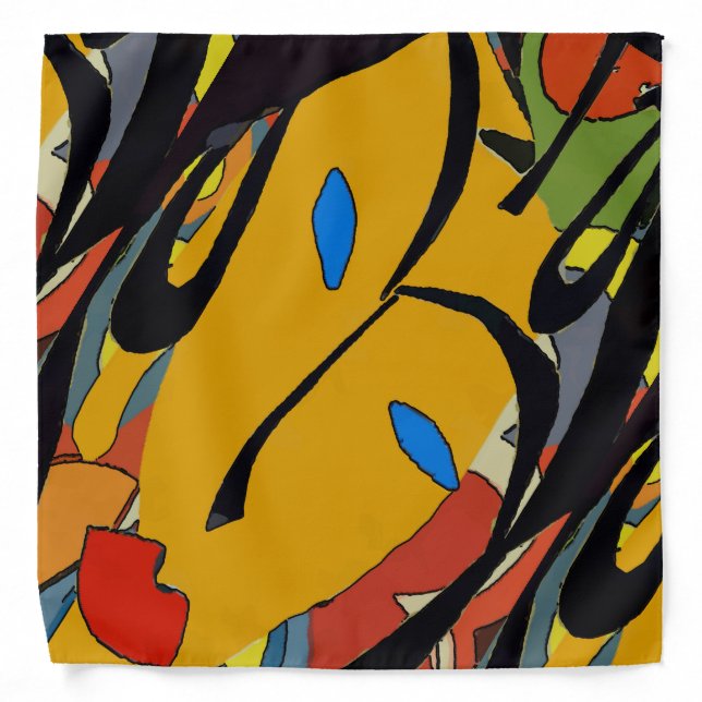 Abstract Face and Flowers Bandana (Front)