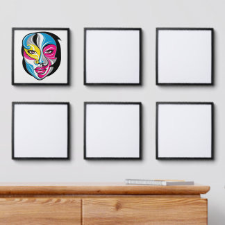 Abstract Face Art logo design. Peel And Stick Photo Tile