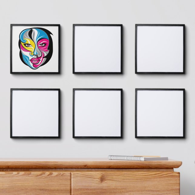 Abstract Face Art logo design. Peel And Stick Photo Tile (Dresser)