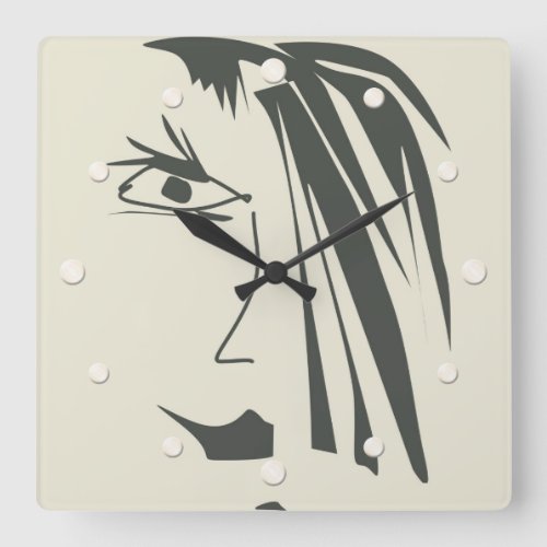 Abstract Face Art Square Wall Clock