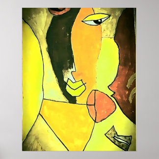 Abstract Face Art - Toned Poster
