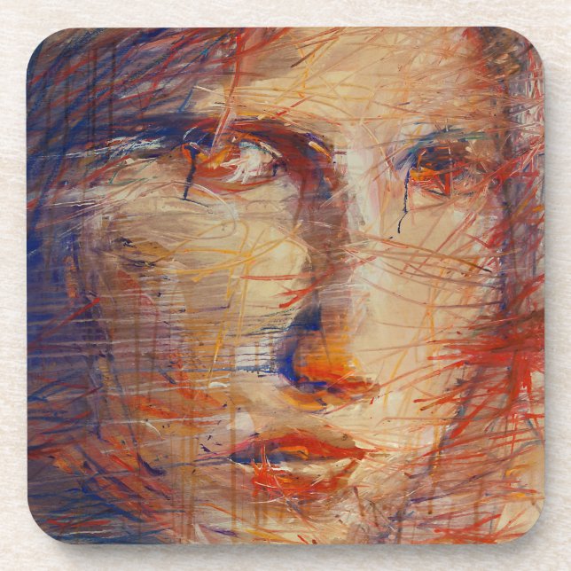 Abstract Face Beverage Coaster (Front)