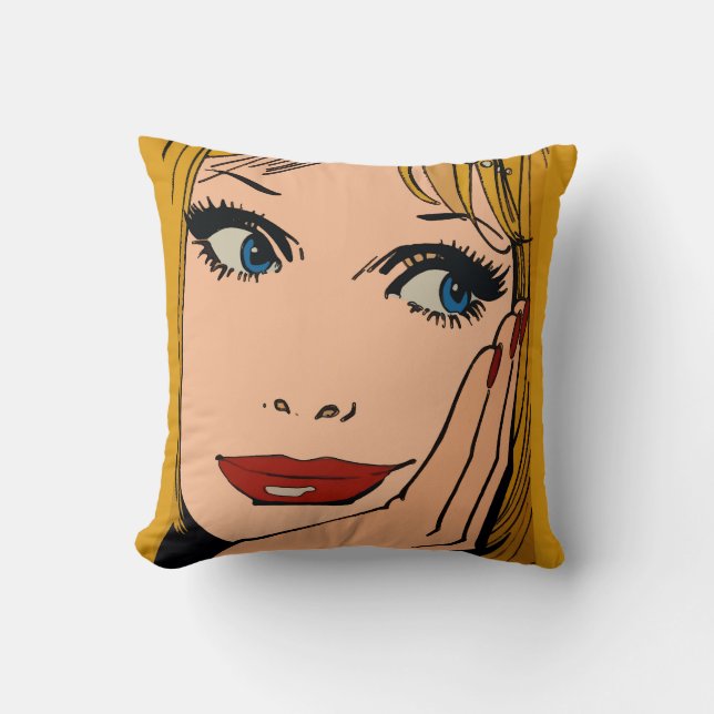 Abstract Face Blond Throw Pillow (Front)
