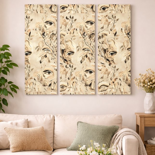 Abstract Face Botanical Wall Art Neutral Beige (Creator Uploaded)